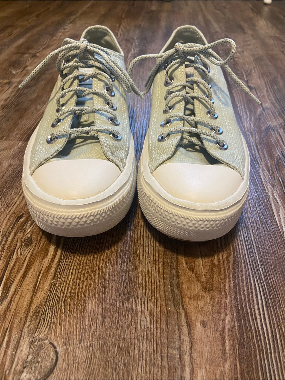 Converse Low-Top Platform Sneakers in Sage Green and White - Picture 5 of 8